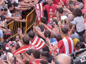 Ascens del Girona FC i el B&agrave;squet Girona. Rebuda a la pla&ccedil;a del Vi