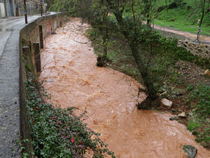 La crescuda del Galligants el dijous 23 de gener 2020 a conseqüència del temporal Gloria