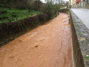 La crescuda del Galligants el dijous 23 de gener 2020 a conseqüència del temporal Gloria
