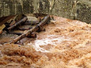 La crescuda del Galligants el dijous 23 de gener 2020 a conseqüència del temporal Gloria