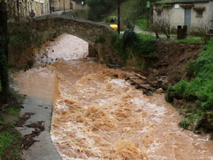 La crescuda del Galligants el dijous 23 de gener 2020 a conseqüència del temporal Gloria