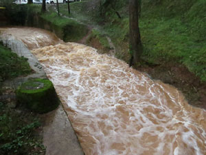 La crescuda del Galligants el dijous 23 de gener 2020 a conseqüència del temporal Gloria