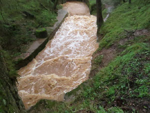 La crescuda del Galligants el dijous 23 de gener 2020 a conseqüència del temporal Gloria