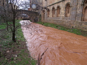La crescuda del Galligants el dijous 23 de gener 2020 a conseqüència del temporal Gloria