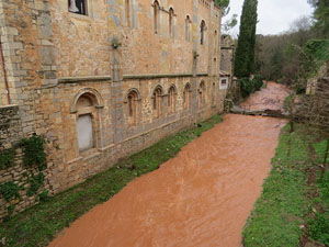 La crescuda del Galligants el dijous 23 de gener 2020 a conseqüència del temporal Gloria