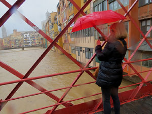 La crescuda de l'Onyar el dimarts 21 de gener 2020 a conseqüència del temporal Gloria