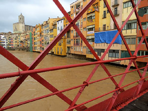 La crescuda de l'Onyar el dimecres 22 de gener 2020 a conseqüència del temporal Gloria