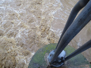 La crescuda de l'Onyar el dimarts 21 de gener 2020 a conseqüència del temporal Gloria