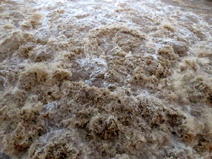 La crescuda del Ter el dijous 23 de gener 2020 a conseqüència del temporal Gloria