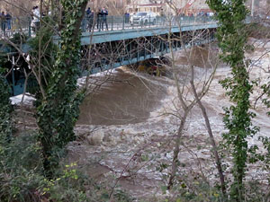 La crescuda del Ter el dijous 23 de gener 2020 a conseqüència del temporal Gloria