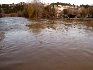 La crescuda del Ter el dijous 23 de gener 2020 a conseqüència del temporal Gloria