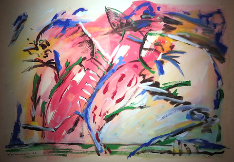 Tr&agrave;nsit blau. 1982. Aquarel&middot;la i guaix sobre paper