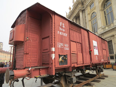 Vag&oacute; utilitzat per a la deportaci&oacute; de jueus. Exposici&oacute; 'Il mondo di Primo Levi. Una strenua chiarezza', Tor&iacute;, 2015