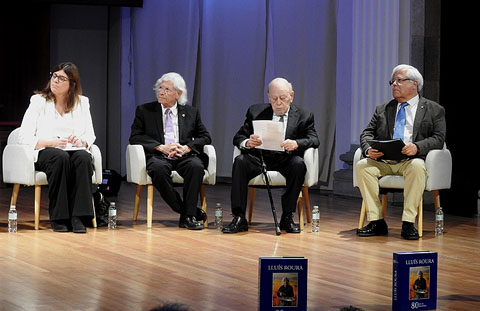 Els assistents a la presentaci&oacute;: Gemma Geis, Llu&iacute;s Roura, Jordi Pujol i Ramon Turon