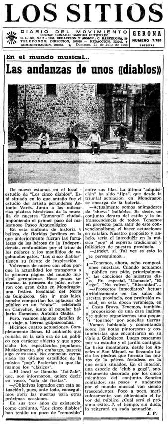 Article publicat pel diari 'Los Sitios de Gerona' el 21/7/1968
