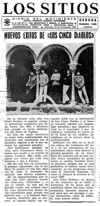 Article publicat pel diari 'Los Sitios de Gerona' el 24/11/1968