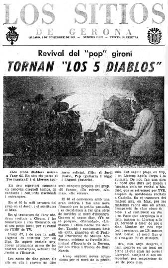 Article publicat pel diari 'Los Sitios de Gerona' el 3/11/1979