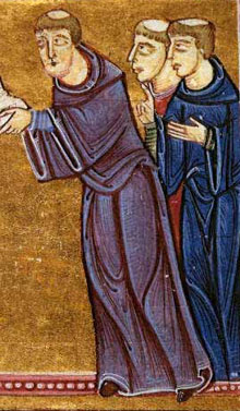 Monjos benedictins reben la regla del fundador l'ordre, Sant Benet de Núrsia