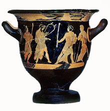 Crater &agrave;tic de figures roges. &Egrave;poca ib&egrave;rica 425-400 aC. Mas Castellar