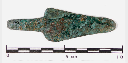 Punyal de coure/bronze amb espiga de la cova de les Encantades de Martís