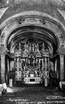 Altar major de l'esgl&eacute;sia parroquial de Santa Maria de Porqueres. 1932