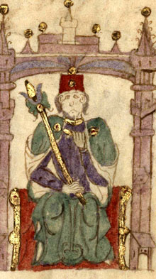 Ramon Berenguer IV. Miniatura de 'Compendio de crónicas de reyes', Segle XIV