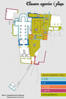 Plànol de Sant Pere de Rodes. Nivell 2. Claustre superior i plaça