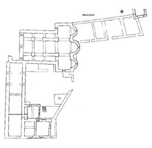 Plànol del conjunt monàstic conservat a nivell del primer pis