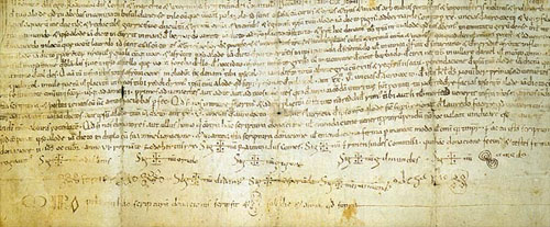 Pergamí datat el 14 d'octubre de 1001. Primera referència documental al terme de Vidreres