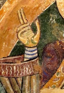 Pantocràtor. Detall de la mà. Pintures murals de Sant Tomàs de Fluvià