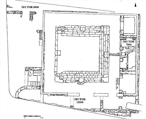 Termes romanes de Caldes de Malavella. Planta general que indica les reformes i alteracions al llarg de la seva vida &uacute;til fins al segle IV dC