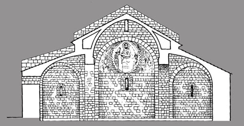 Secció transversal de l'església  de Sant Tomàs de Fluvià