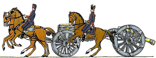 Artilleria Volant Espanyola, organitzada a Sarri&agrave; de Ter durant la Guerra Gran. Uniforme de 1794