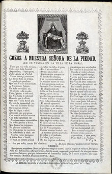 Gozos a Nuestra Se&ntilde;ora de la Piedad, que se venera en la villa de La Bisbal. Segle XIX