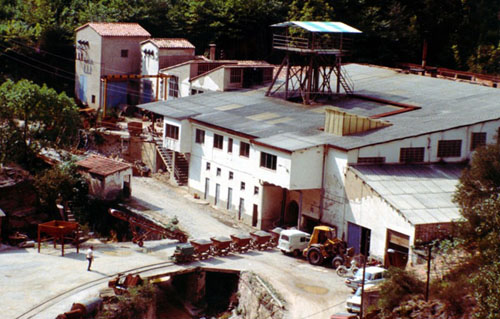 Vista de les mines d'Osor en ple treball